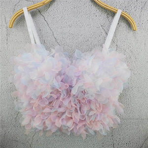 Nightclub Summer Sexy Crop Top Harajuku Sleeveless Women Fairy Camis Tops With Built In Bra Push Up Bralette