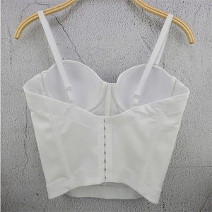 Embroidery Long Corset Sexy Crop Top Women Solid Camis Tops With Built In Bra Push Up Bustier