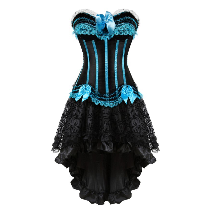 Gothic Sexy Lace Corset Dress Women Victorian Vintage Striped Bow Sati FashionLoveHunter Gothic Sexy Lace Corset Dress Women Victorian Vintage Striped Bow Sati FashionLoveHunter