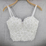 New Summer Sweet Floral Handmade Beading Party Sexy Women Top With Cups Crop Top To Wear Out Push Up Bralette Bra Corset