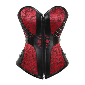Women Overbust Corsets and Bustiers Gothic Steampunk Retro Spiral Steel Boned Zipper Lingerie Slimming Body Shaper