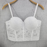 New Summer Embroidery Casual Lace Crop Top To Wear Out Push Up Bralette Bra Cropped Corset Tops Female Sexy Camis Clothing
