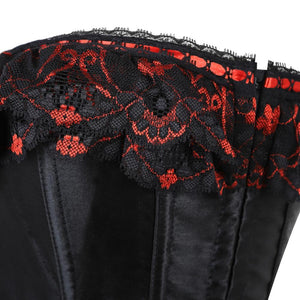 Women Sexy Lace Floral Bow Overbust Corset Carnival Vintage Satin Waist Cincher Slim Body Shaper Corsets Burstiers Lingerie Top