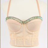 Breathable Woven Fabric Sexy Beading Diamond Top Push Up Bustier Party Corset Camis Crop Top To Wear Out
