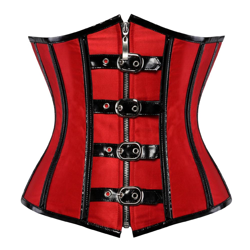 Gothic Zipper Underbust Corset Top Women Steampunk Sexy Brocade Corset Bustier Lingerie Burlesque Slim Waist Trainer Corsets