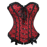 Women Corset Top Lace Up Overbust Boned Sexy Lingerie Renaissance Victorian Corsets Floral Pluse Size