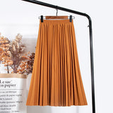 Women Vintage New Fashion Korean Skirt Elastic High Waist Pleated Leisure Retro Skirt Female Streetwear Luxury Faldas Clothes