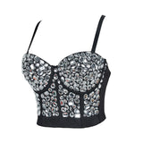 New Sexy Corset Top Transparent Acrylic Beads Shine Women Crop Top To Wear Out Bra Push Up Bustier Tops
