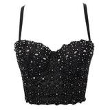 Crop Tops Rhinestone Lace Sexy Women Summer Push Up Cami Top Cropped To Wear Out Bralette Bra Corset
