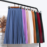 Women Vintage New Fashion Korean Skirt Elastic High Waist Pleated Leisure Retro Skirt Female Streetwear Luxury Faldas Clothes