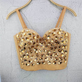 Acrylic Shine Sexy Top Performance Party Nightclub Crop Top Women To Wear Out Spaghetti Strap Corset Push Up Bralette