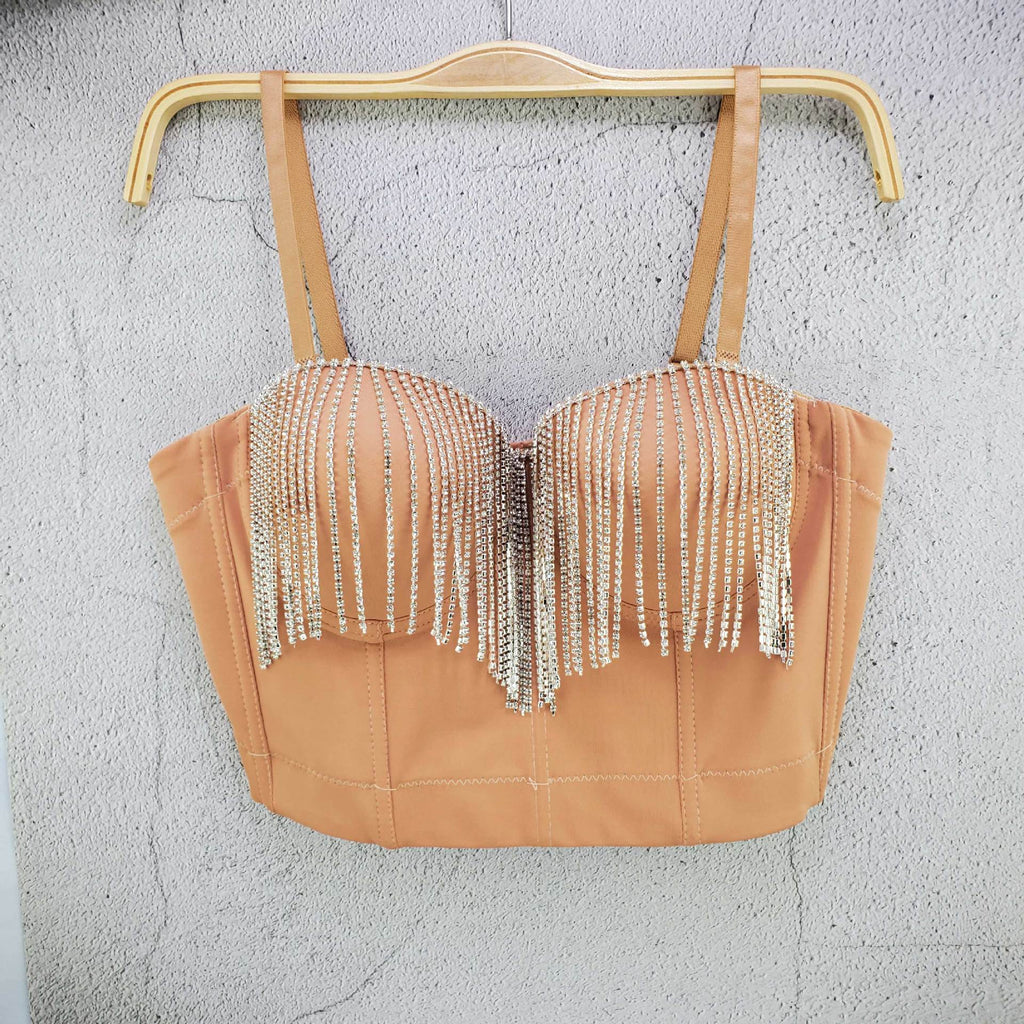 Cool Women Vest Tassel Chain Tank Sexy Cropped Tops Hip Hop Camisole Breast Wrap Outwear