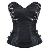 Gothic Sexy Overbust PU Corsets and Bustiers Spiral Steel Boned Zipper Steampunk Lingerie Body Shaper