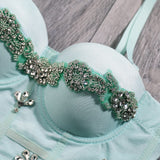 Christmas Rhinestone Sexy Corset Nightclub Party Slim Women Camis Built In Bra Cropped Push Up Breast Crop Top