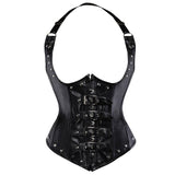 Women Sexy Gothic Faux Leather Underbust Corset Steampunk Spiral Steel Boned Corset Waist Trainer Corsets Bustiers Lingerie Top