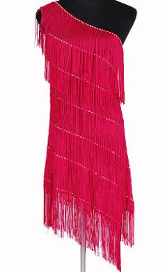 1920s Gatsby Flapper Sexy One Shoulder Tiered Fringe Dress Irregular Tassel Hem Latin Dance Dress Party Dancewear