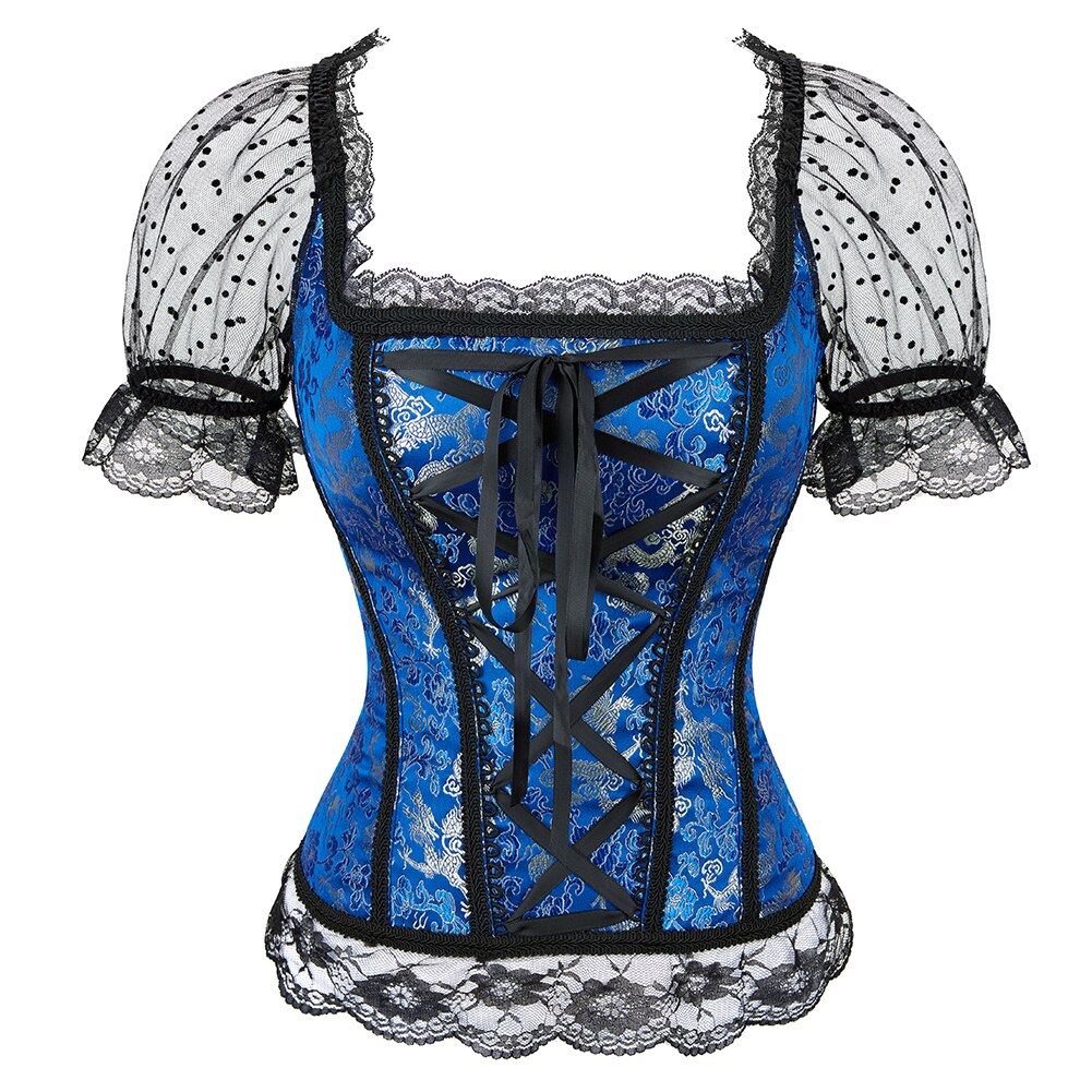 Retro Renaissance Corset Princess Palace Clothing Transparent Shoulder Sleeves Lingerie Bodyshaper straps