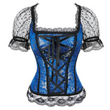 Retro Renaissance Corset Princess Palace Clothing Transparent Shoulder Sleeves Lingerie Bodyshaper straps