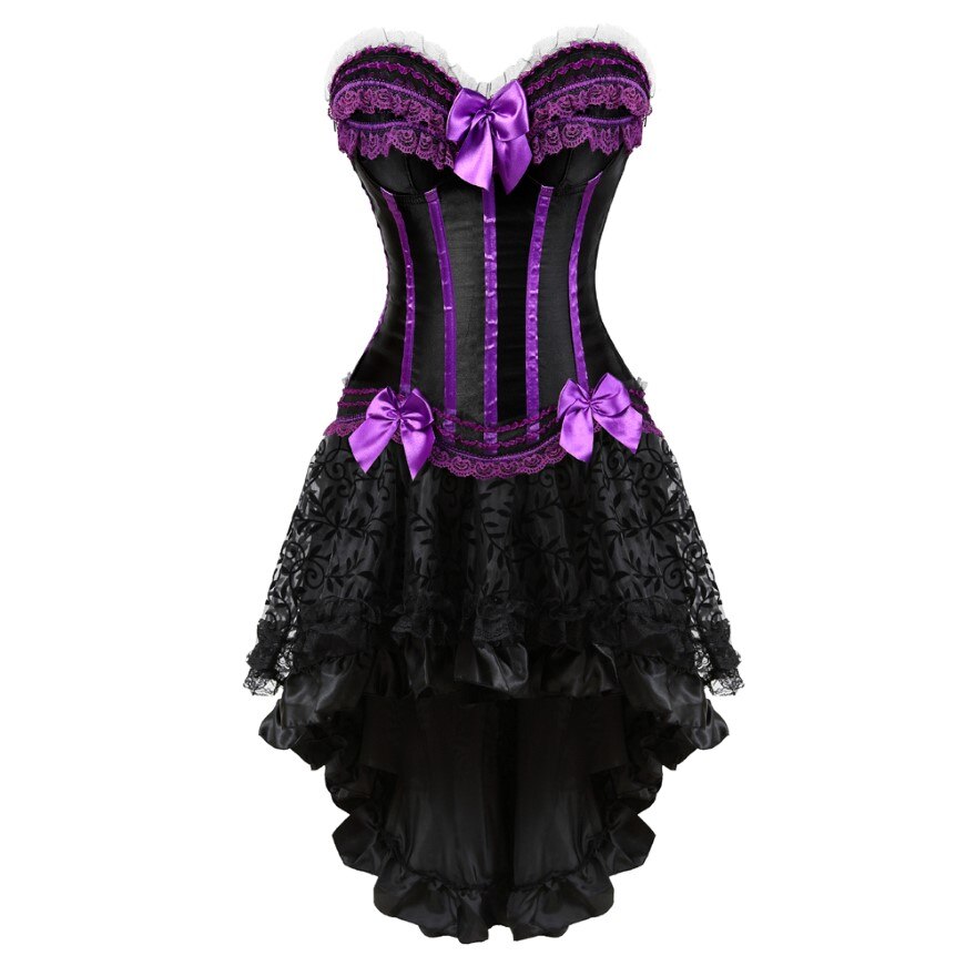 Gothic Sexy Lace Corset Dress Women Victorian Vintage Striped Bow Sati FashionLoveHunter Gothic Sexy Lace Corset Dress Women Victorian Vintage Striped Bow Sati FashionLoveHunter