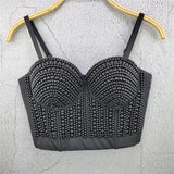 Beading Summer Women Sexy Top Underwear To Wear Out Thin Straps Vest Push Up Bralette Bra Corset Tops