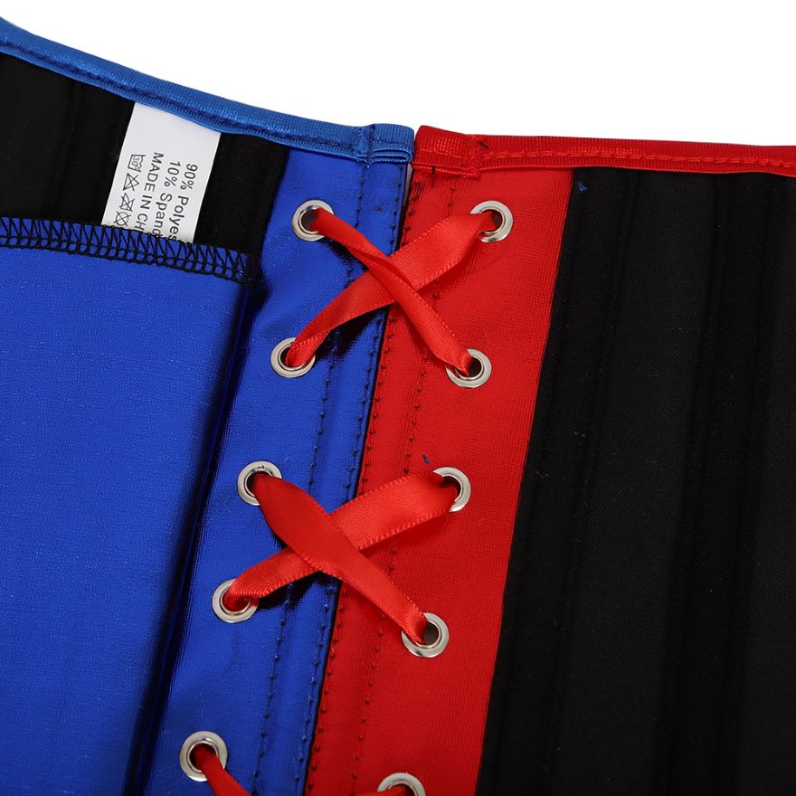 Women Sexy Steampunk Faux Leather Overbust Corset Waist Cincher Lace Up Slim Corset Bustier Lingerie Top Plus Size Red Blue