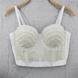 Beading Summer Women Sexy Top Underwear To Wear Out Thin Straps Vest Push Up Bralette Bra Corset Tops