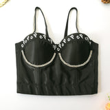 Summer Crop Top With Cups Embroidered Sexy Corset Party Short Women Camis In Bra Cropped  YH8286