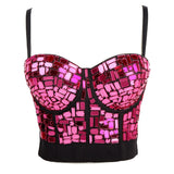 New Camis Top Sequins Slim Disco Push Up Cropped Sexy Corset Tops Performance To Wear Out Crop Top