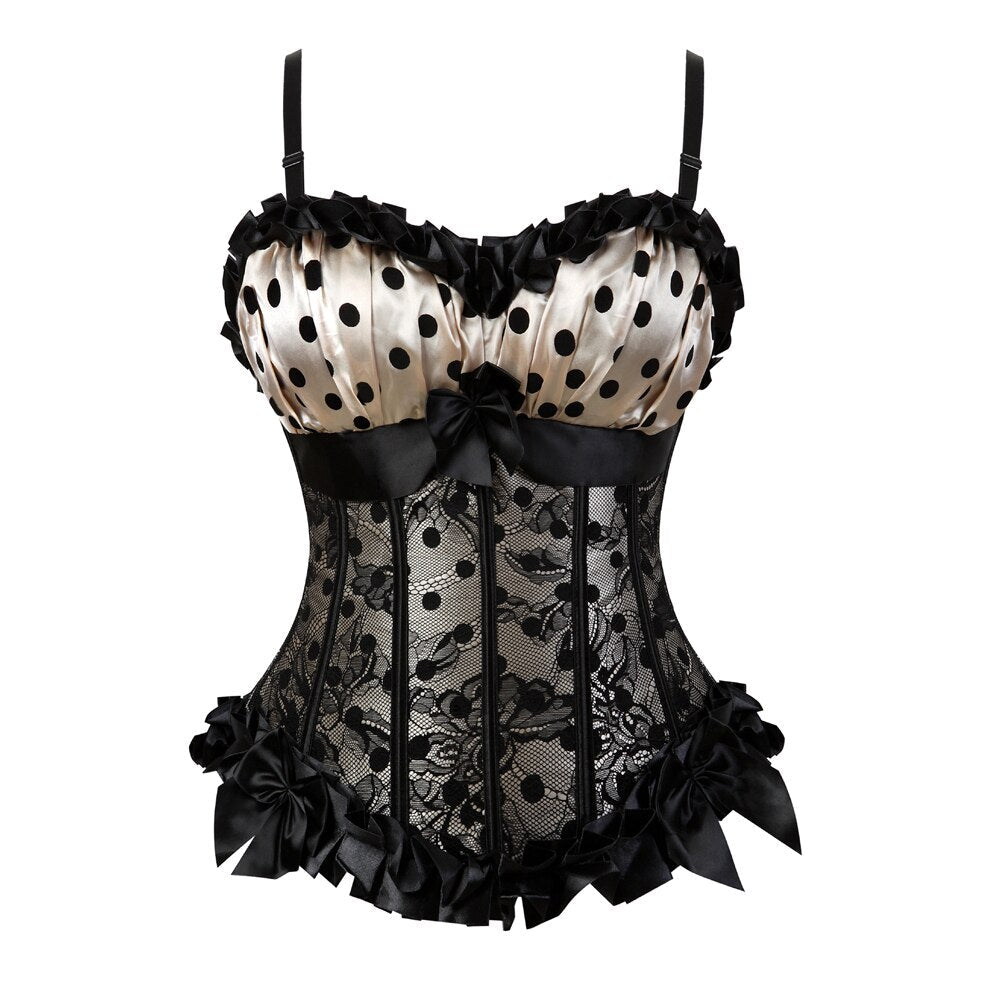 Sexy Satin Straps Corset Cup stripe Spaghetti Showgirl lace up boned Waist Trainer Bustier Plus Size S-2XL Lingerie