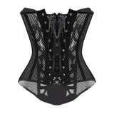 Sexy Corset Overbust Women Gothic Corset Top Mesh Shaper Slimming Waist Trainer Lace Up Corsets Bustiers Black White Plus Size