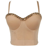 Gold-Plated Chain Corset Top Nightclub Sexy Crop Top To Wear Out Bra Push Up Bustier