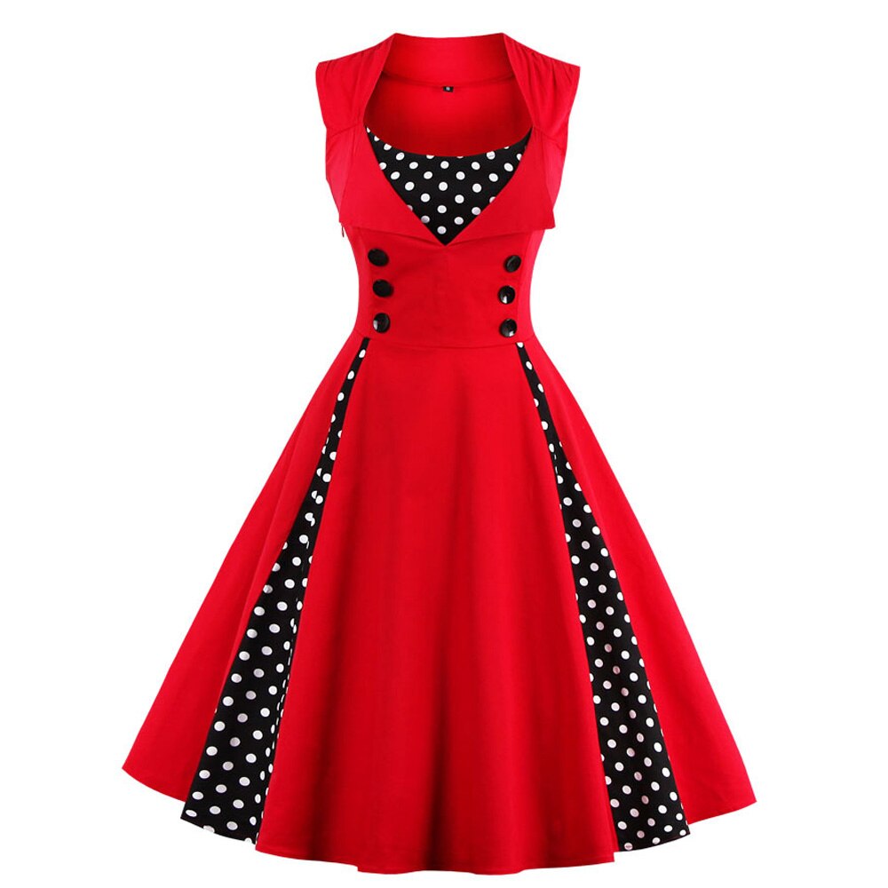 Robe Vintage 50s 60s Retro Cotton Patchwork Pin Up Swing Party Polka D – FashionLoveHunter