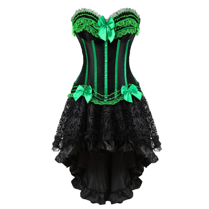 Gothic Sexy Lace Corset Dress Women Victorian Vintage Striped Bow Sati –  FashionLoveHunter