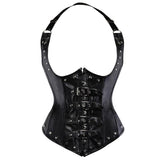 Women Sexy Gothic Faux Leather Underbust Corset Steampunk Spiral Steel Boned Corset Waist Trainer Corsets Bustiers Lingerie Top