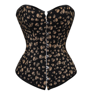 Women Gothic Skull Print Overbust And Underbust Corset Waist Trainer Body Shaper Slim Corset Sexy Bustier Lingerie Top Plus Size