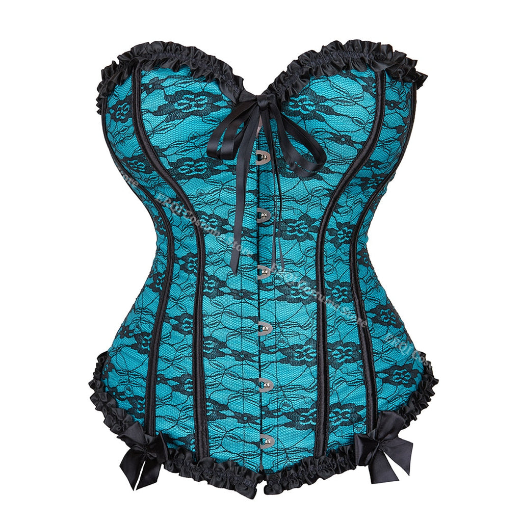 Women Corset Top Lace Up Overbust Boned Sexy Lingerie Renaissance Victorian Corsets Floral Pluse Size
