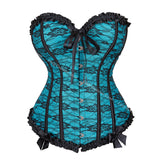 Women Corset Top Lace Up Overbust Boned Sexy Lingerie Renaissance Victorian Corsets Floral Pluse Size