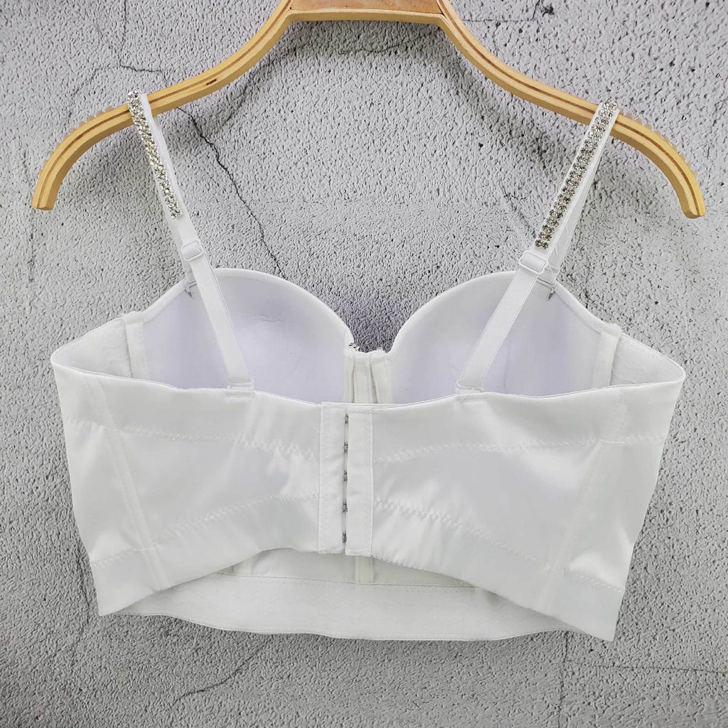 Camis Tops With Built In Bra Short Party Sleeveless Sexy Rhinestone Crop Top Women Harajuku Push Up Chest