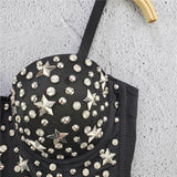 Five-Pointed Star Beading Performance Sexy Vest Crop Top Women To Wear Out Push Up Bralette Bra Corset Tops