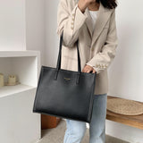 High Capacity Solid Color PU Leather Shoulder Bag