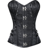 Women Steampunk Corsets Short Korset Gothic Overbust Bustier Jacquard Floral Lace Corselet