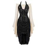Gothic Corset Dress Sexy Leather Corset Bustier Lingerie Renaissance Blouse Steampunk Irregular Pirate Skirt Set Plus Size S-6XL