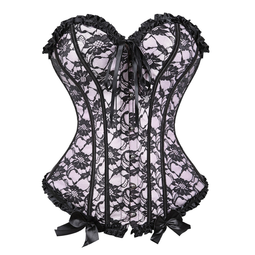 Women Corset Top Lace Up Overbust Boned Sexy Lingerie Renaissance Victorian Corsets Floral Pluse Size