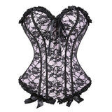Women Corset Top Lace Up Overbust Boned Sexy Lingerie Renaissance Victorian Corsets Floral Pluse Size