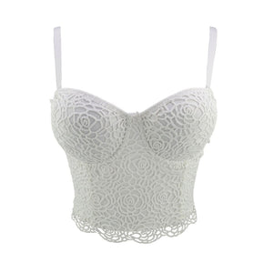 New In Autumn Embroidery White Women Sexy Top Underwear To Wear Out Vest Push Up Bralette Bra Corset Tops