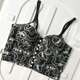 Off Shoulder Tanks Camis Summer Sexy Corset Lace Embroidery Short Crop Top To Wear Out Push Up Bralette Cropped