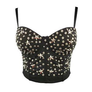 Five-Pointed Star Beading Performance Sexy Vest Crop Top Women To Wear Out Push Up Bralette Bra Corset Tops