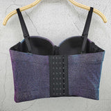 Gradient Shiny Sexy Night Club Party Crop Top Push Up Bralette Bra Cropped To Wear Out Corset Tops Cami Clothing
