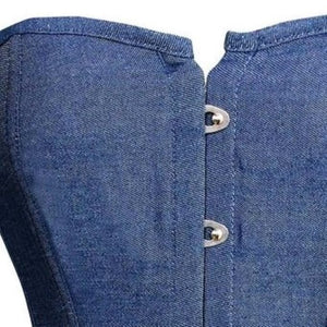 Women Sexy Blue Denim Buckle Overbust Corset Gothic Strapless Retro Corsets Waist Cincher Bustier Sexy Lingerie Top Plus Size