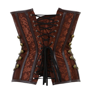 Women Steampunk Sexy Floral Overbust Corset Pirate Clothes Spiral Steel Boned Waist Trainer Body Shaper Corset Bustier Lingerie